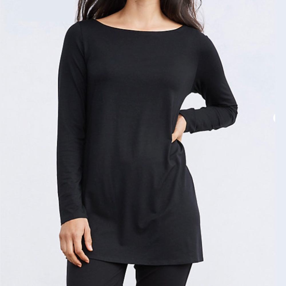 Eileen Fisher Fine Jersey Long Sleeve Black Tunic Size 2X